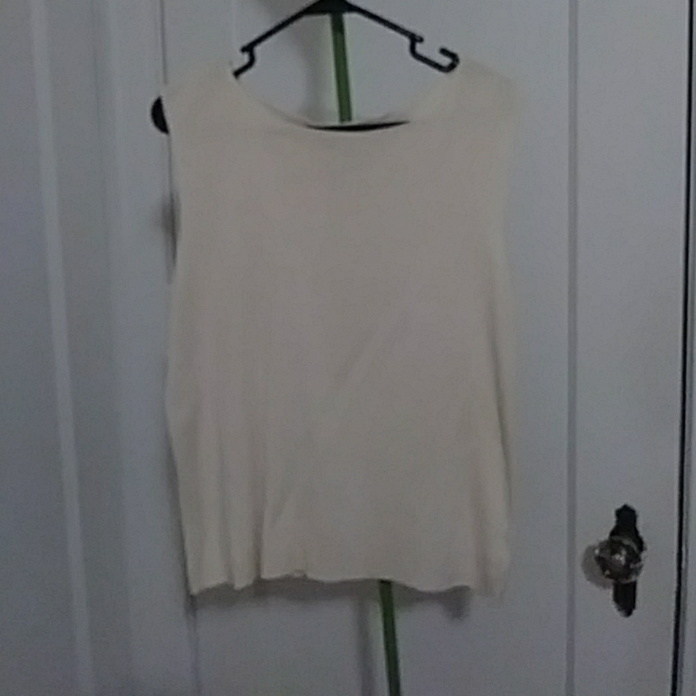 Cream Silk Sleeveless Blouse